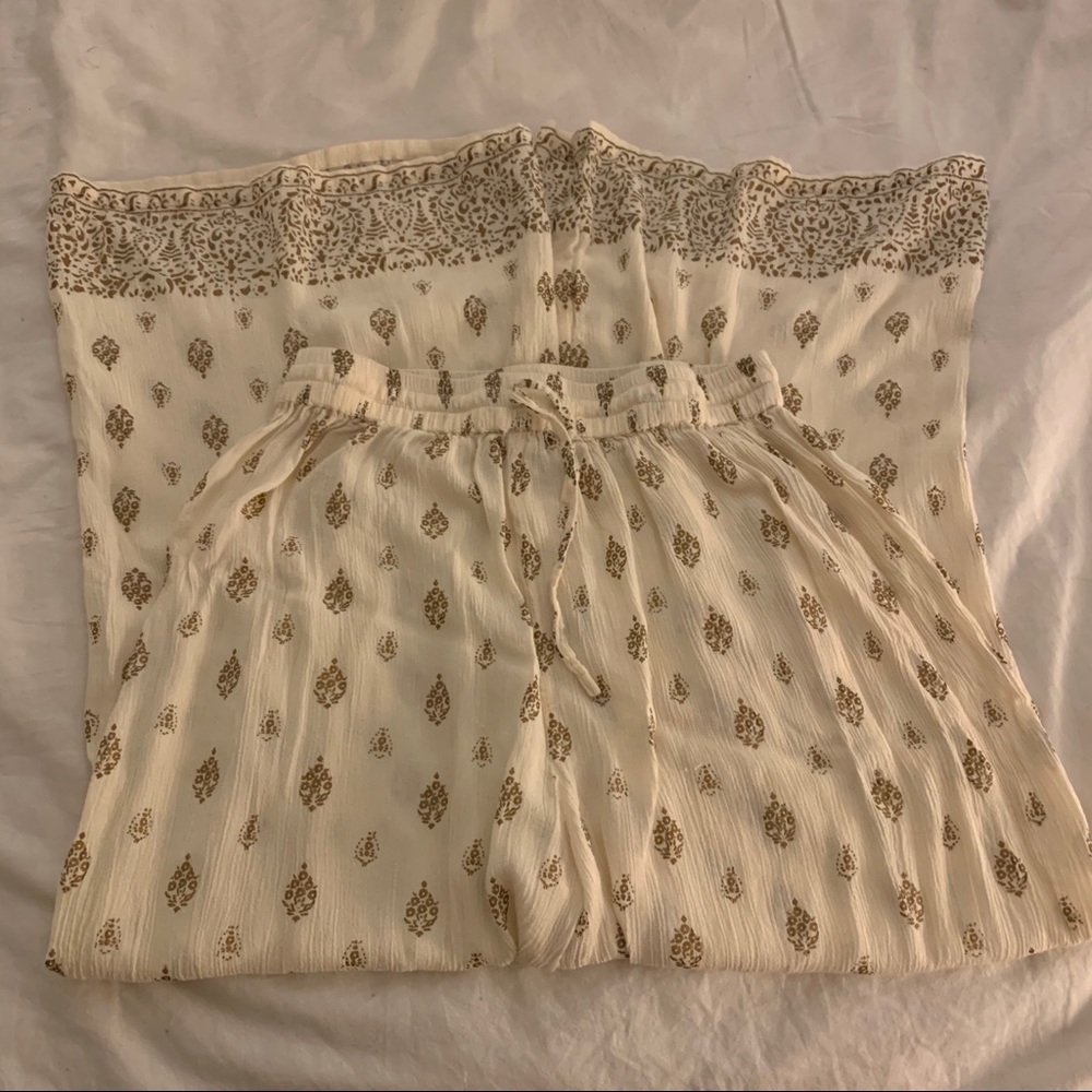 White and Gold Gauze Lounge Pants